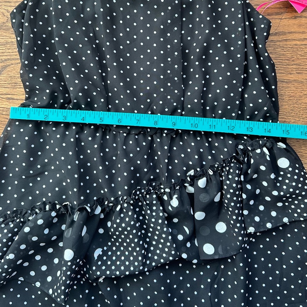 Betsey Johnson Black White Polka Dot Ruffle Halter Dress NWT sz 8 - Picture 5 of 10